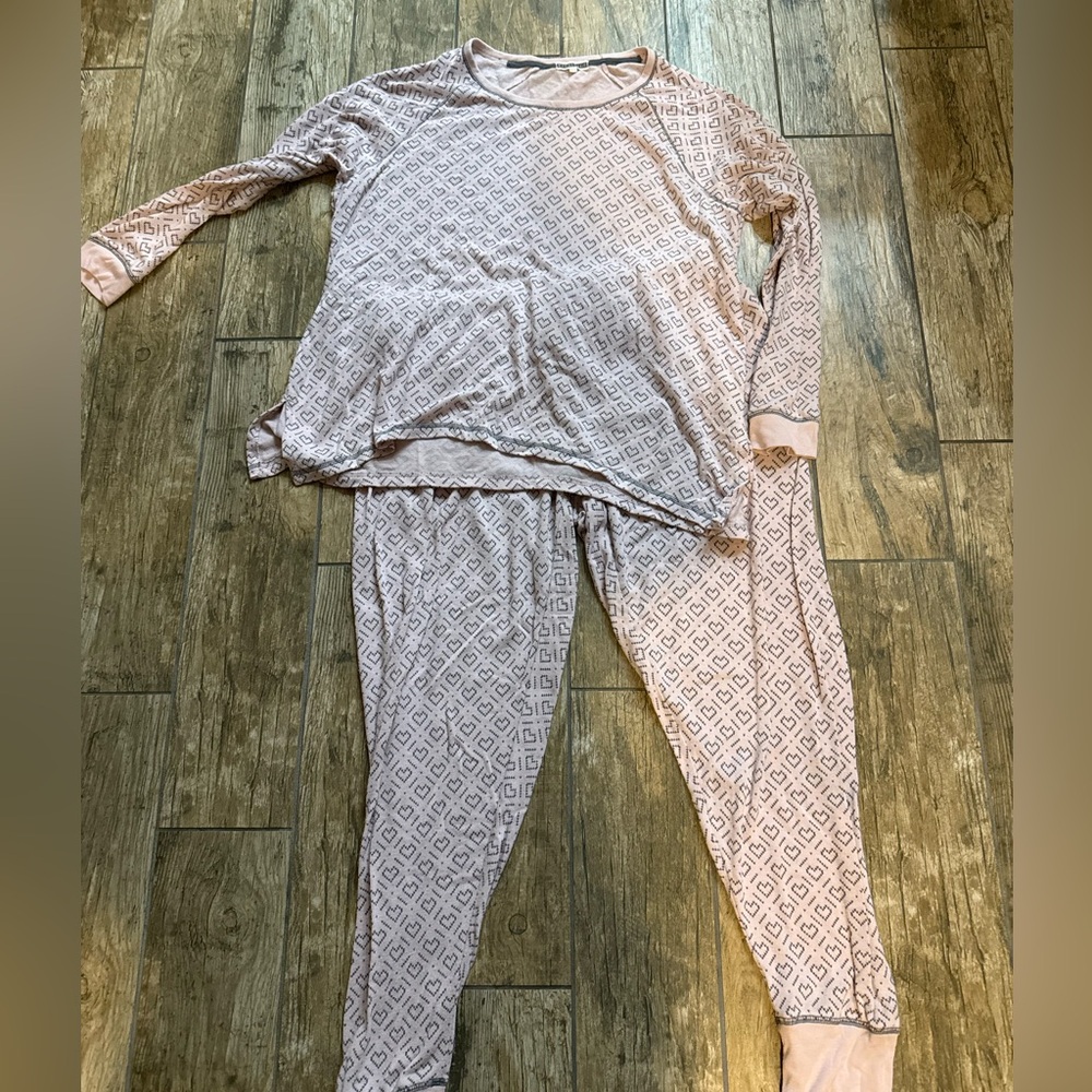 PJ Salvage Pink and Gray Heart Jersey Pajamas Set 1X